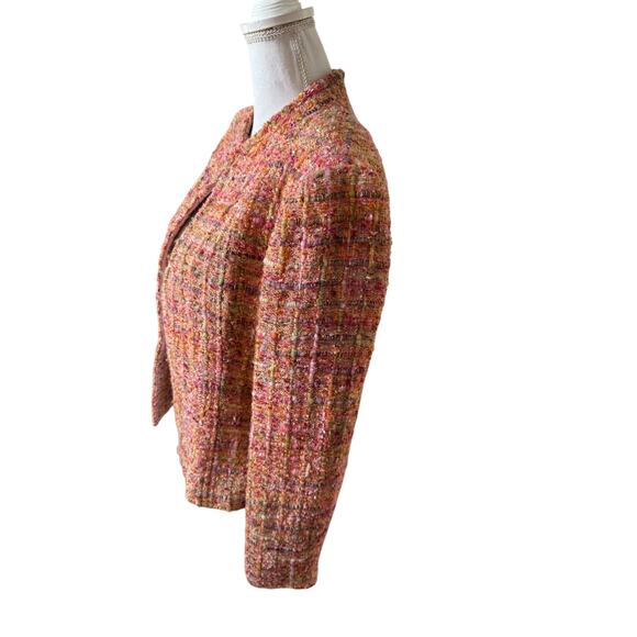 Neiman Marcus Exclusive Spring Boucle Tweed Blazer Pink Peach 12 - Picture 4 of 6